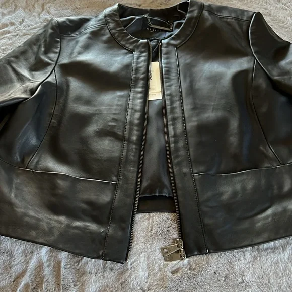 Ted Baker Claraya Fitted Paneled Leather Jacket - Picture 2 of 6